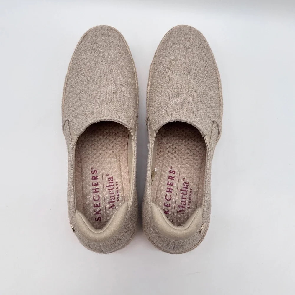 Skechers Martha Stewart BOB Sesame Slip On Womens 8 Natural Espadrille Platform
